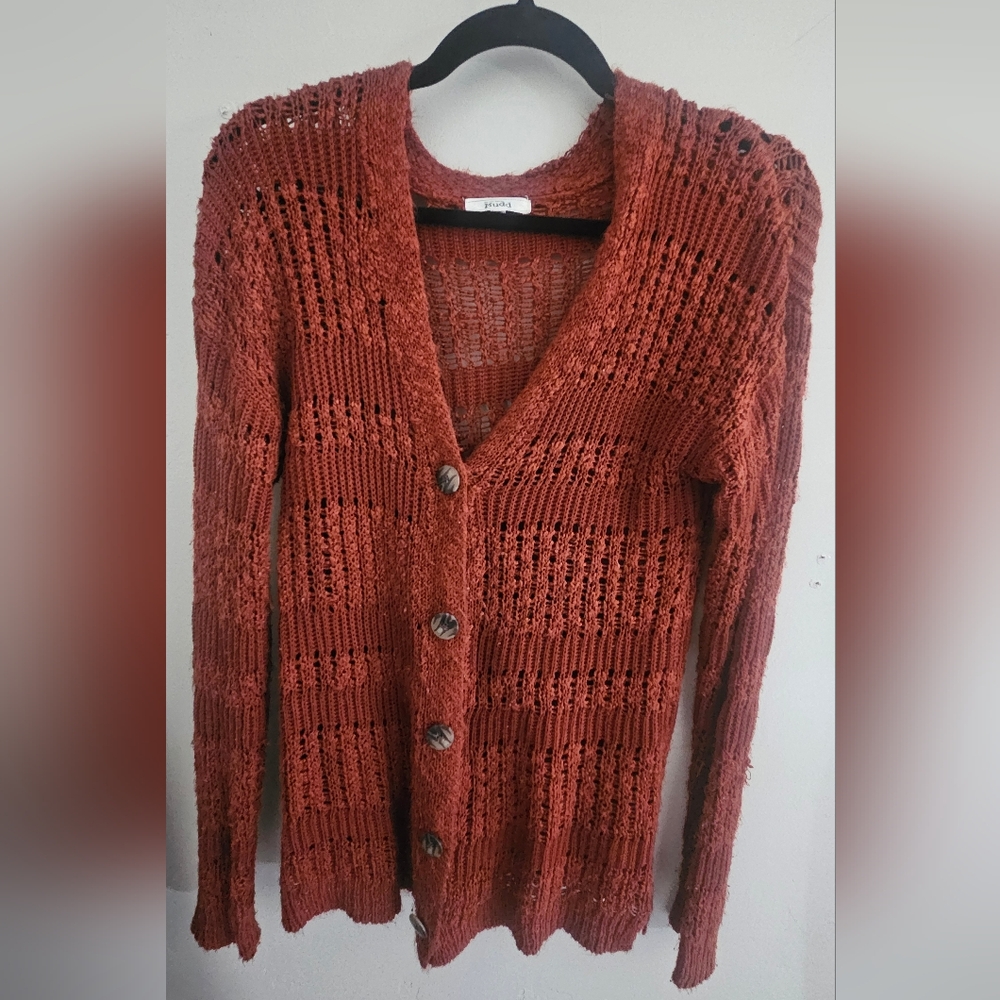 Mudd Women's Brick Orange/Brown Cardigan Sweater